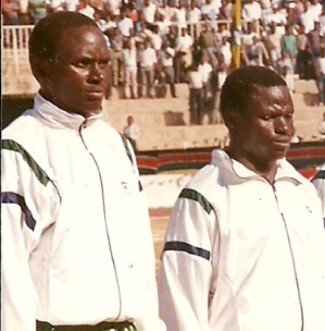 Ocholla (right) during his playing days with Paul Ochieng